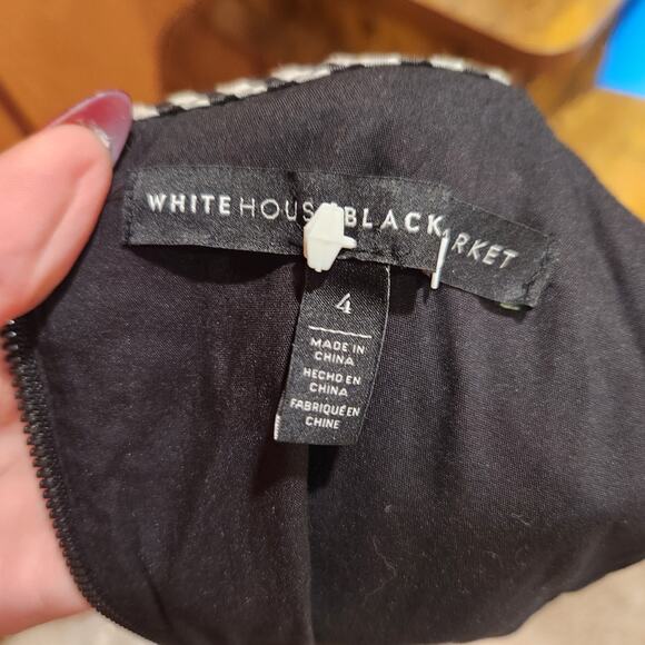 White House Black Market Sleeveless Black And White Checkered Hi Lo Blouse Sz 4 - Picture 3 of 3